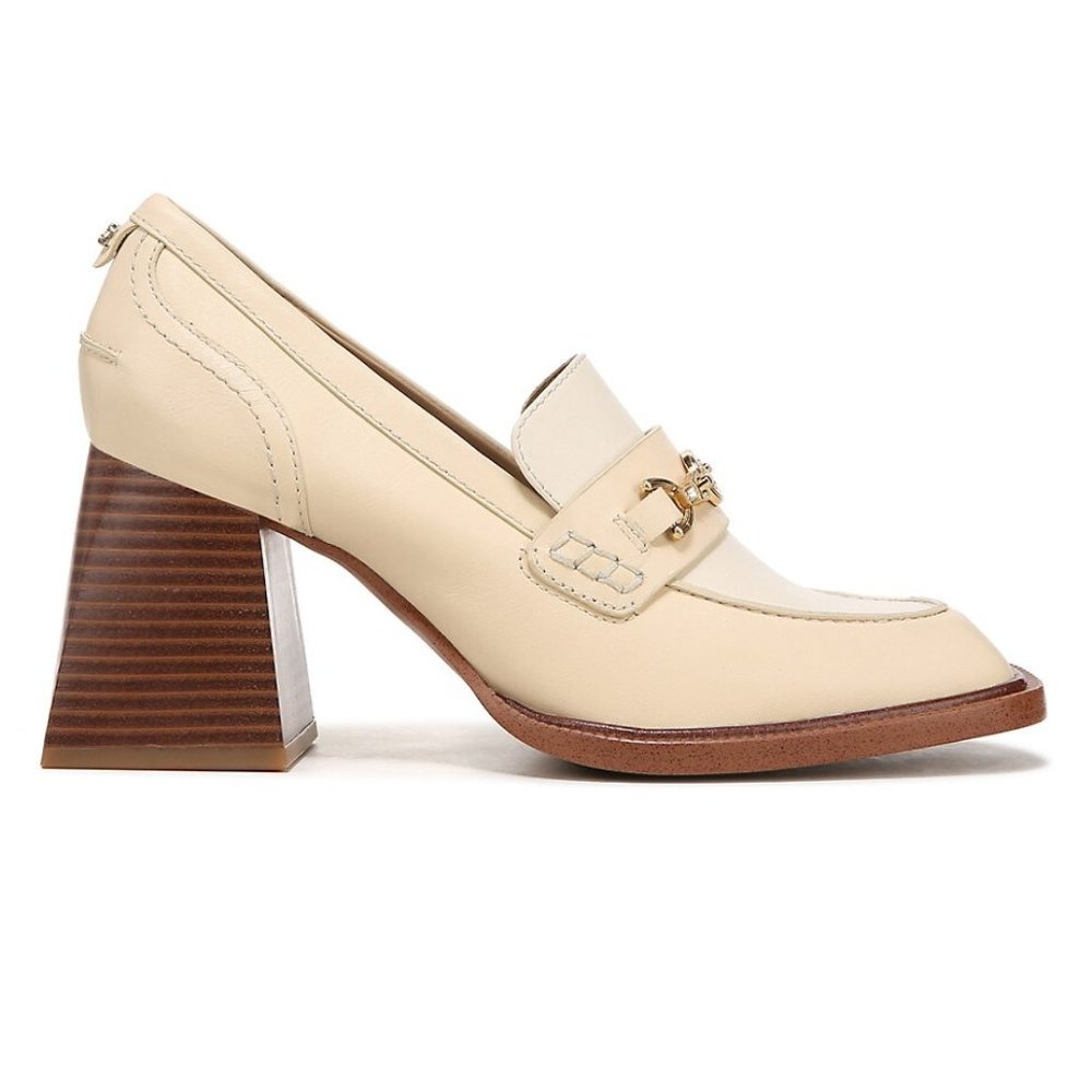 Sam Edelman Quincy Leather Heeled Loafers, ivory - size 5